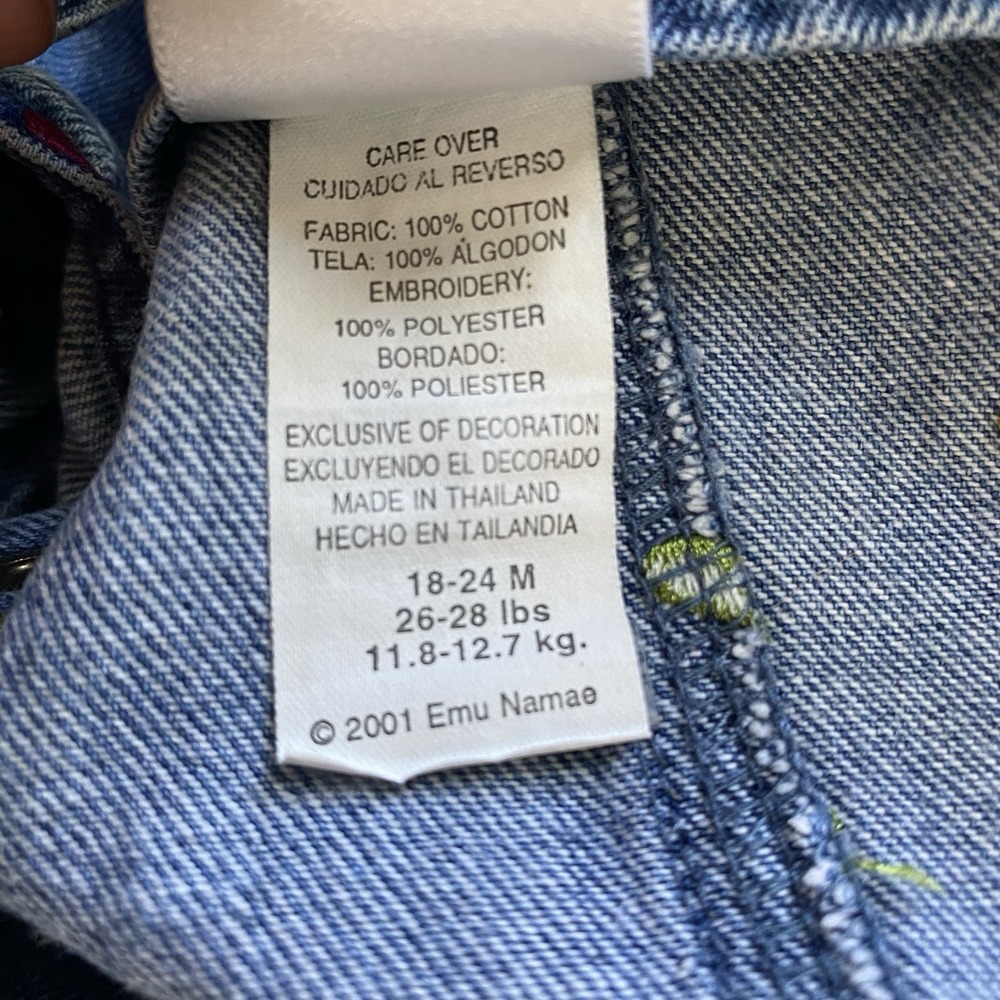 Vintage Carter's Girls Blue Denim Overalls 18-24M Embroidered Hearts Y2K - Picture 16 of 16